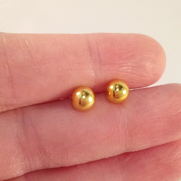 Mens 18K Yellow Gold Filled 6mm Ball Stud Earrings Party Gift - Picture 4 of 4